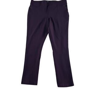 DKNY Jeans Women’s Large Ponte Stretch Pants Pull On Aubergine Purple Zip Pocket